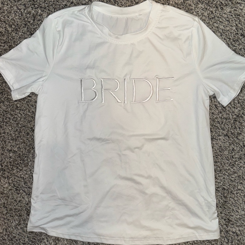 “BRIDE” Embroidered Short Sleeve T-shirt - White